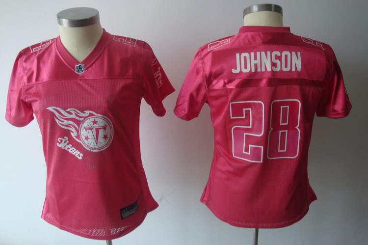 Titans #28 Chris Johnson Pink 2011 Women's Fem Fan Stitched NFL Jersey - Click Image to Close